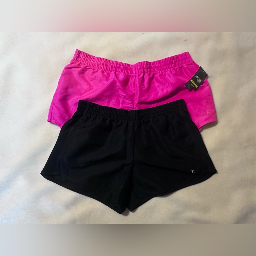 #1433 “Danskin Now”Pink and Black Athletic Shorts Lightweight Sz Large